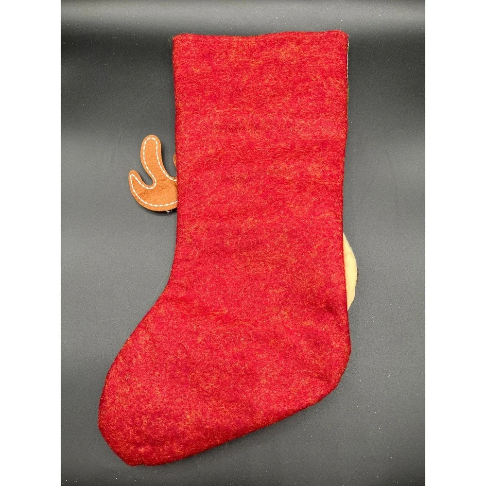 Reindeer Christmas Stocking‎ Holiday Decoration Festive Red Green 18